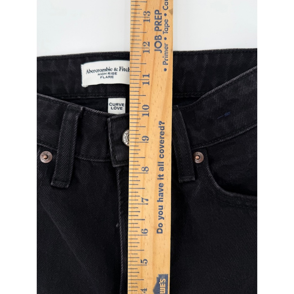 Abercrombie & Fitch Curve Love High Rise Flare Jeans Black 24 Short - Picture 6 of 9